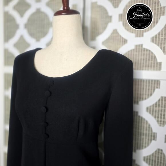 CDC Black (5) Button Split Overlay Long Sleeve Dress Size 10 - Picture 2 of 11